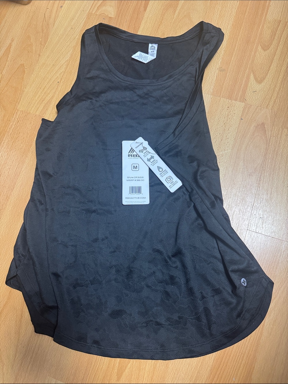 RBX Black Athletic Tank with Subtle Texture